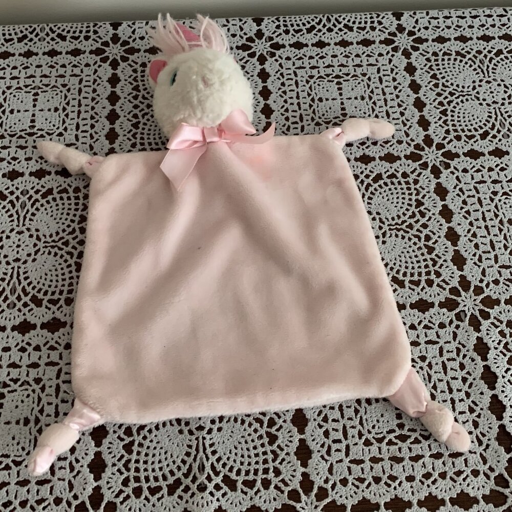Bearington Pink Unicorn Lovey Security Blankie Baby Blanket Soothing 7 Inch